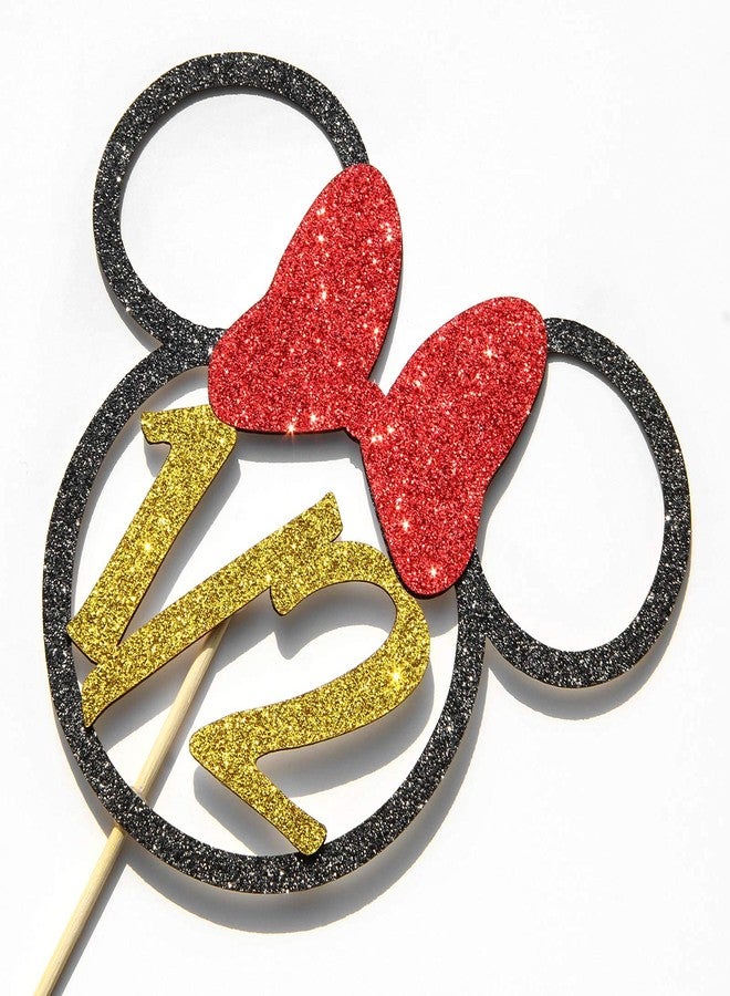 Festiko Tricolor Glitter 1/2 Birthday Cake Topper for Baby 6 Months/Baby Girl Half Year Old Birthday Anniversary Party Decorations - Black Gold Red - Image 2